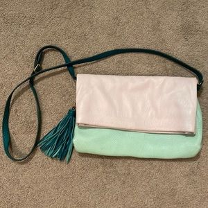 J. Crew Leather Pastel Flap Crossbody Bag
